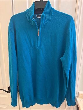 Club Room Teal Blue Quarter-Zip Men's Sweater